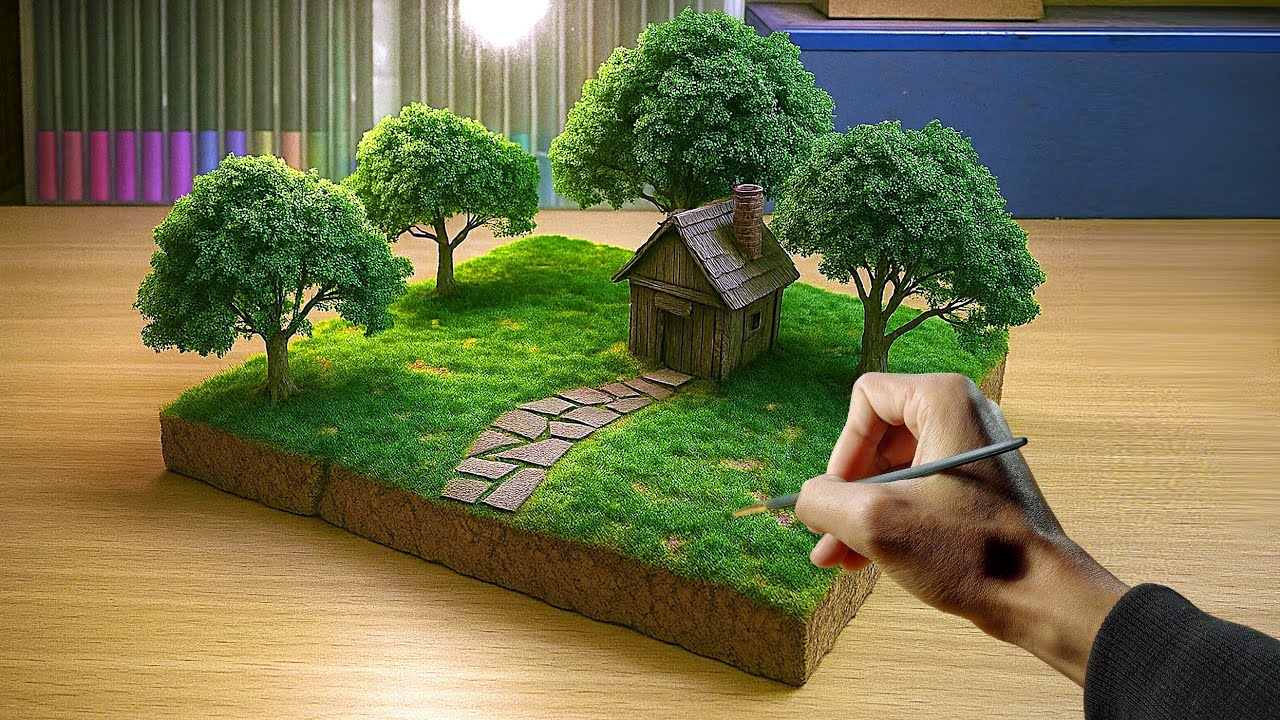 💡 Mini Jungle & Wooden House Model | Realistic DIY Village Project | Best School Craft Idea