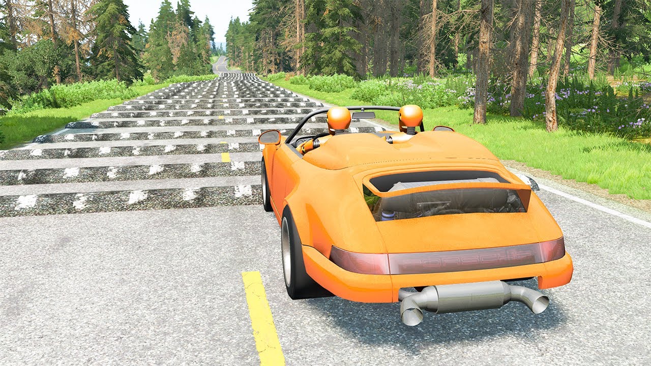 Cars vs 100 Speed Bumps Pileup Crashes #1 - BeamNG DRIVE | SmashChan