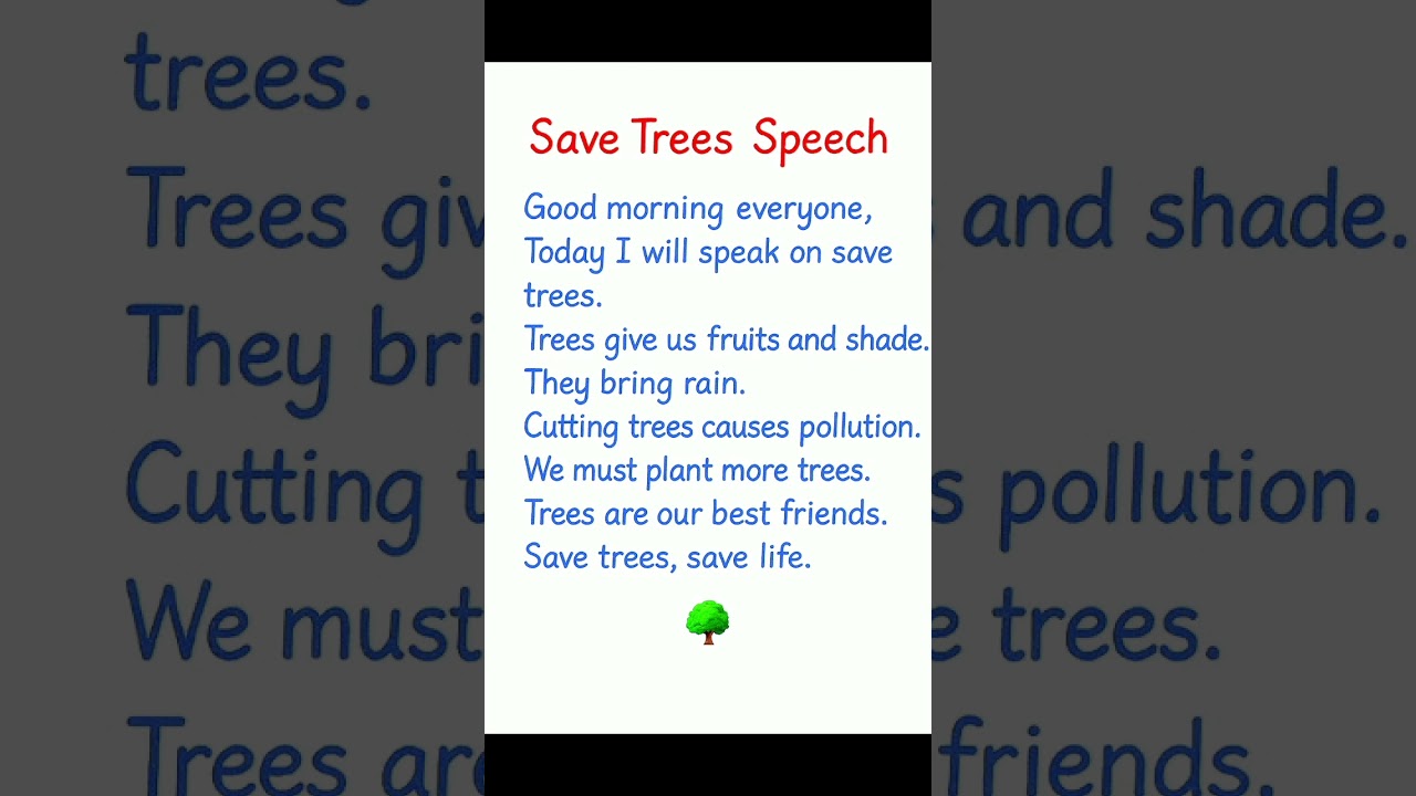 Save Trees Speech | Short English Speech | 10 Lines Speech on Trees