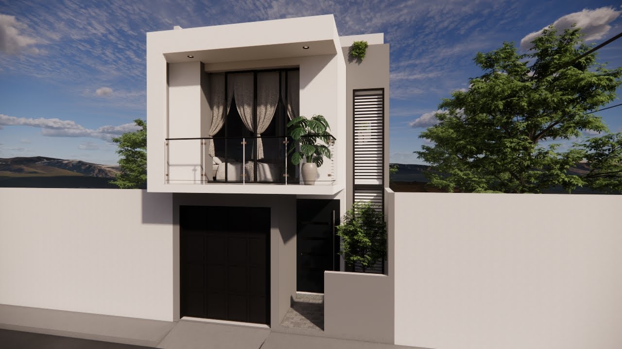 Casa E | Modelo 3D en terreno 6x16 | Diseño moderno y funcional