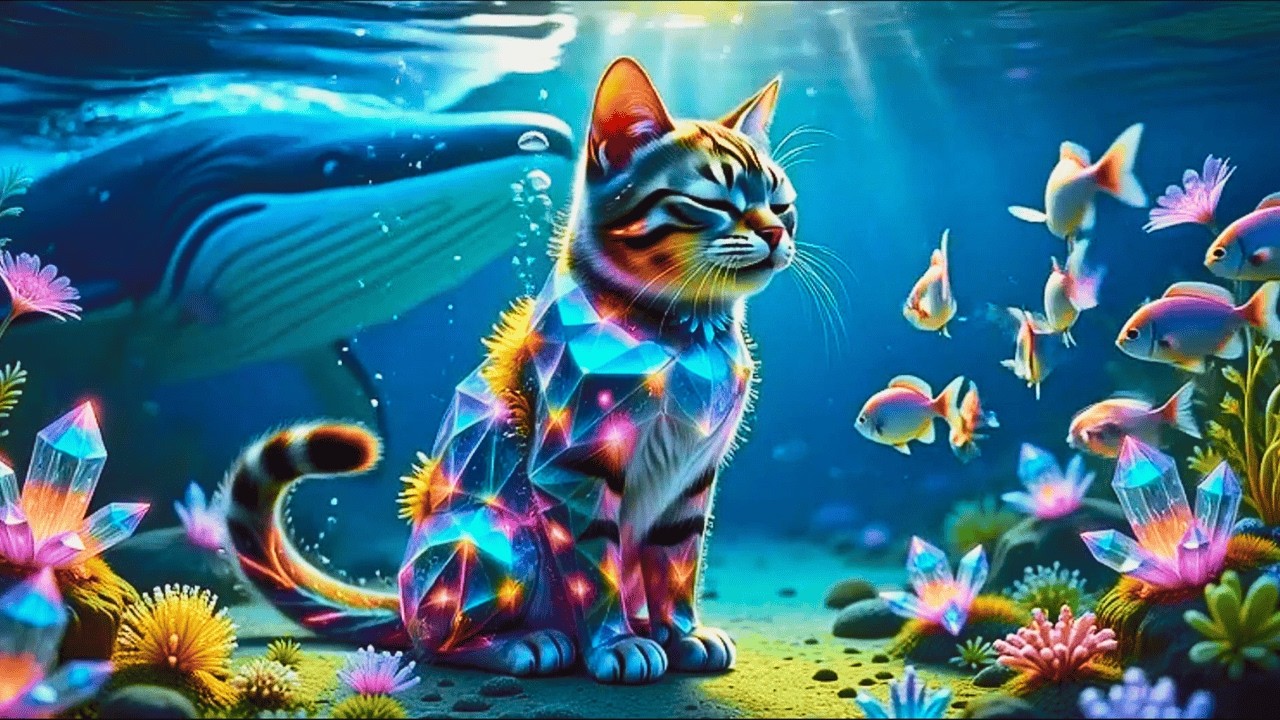 The Crystal Sea Cat ✨ A Dreamlike Underwater Fantasy Realm