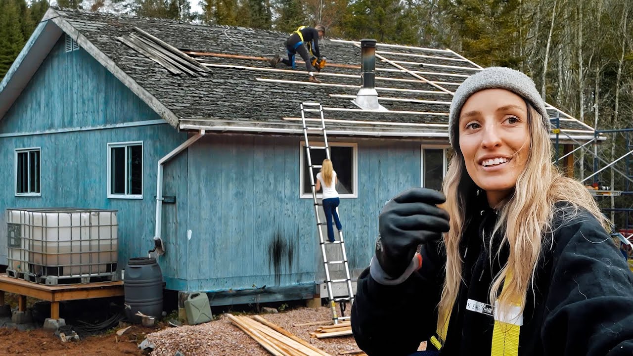 Rebuilding Off-Grid Cabin & Laying A Metal Roof