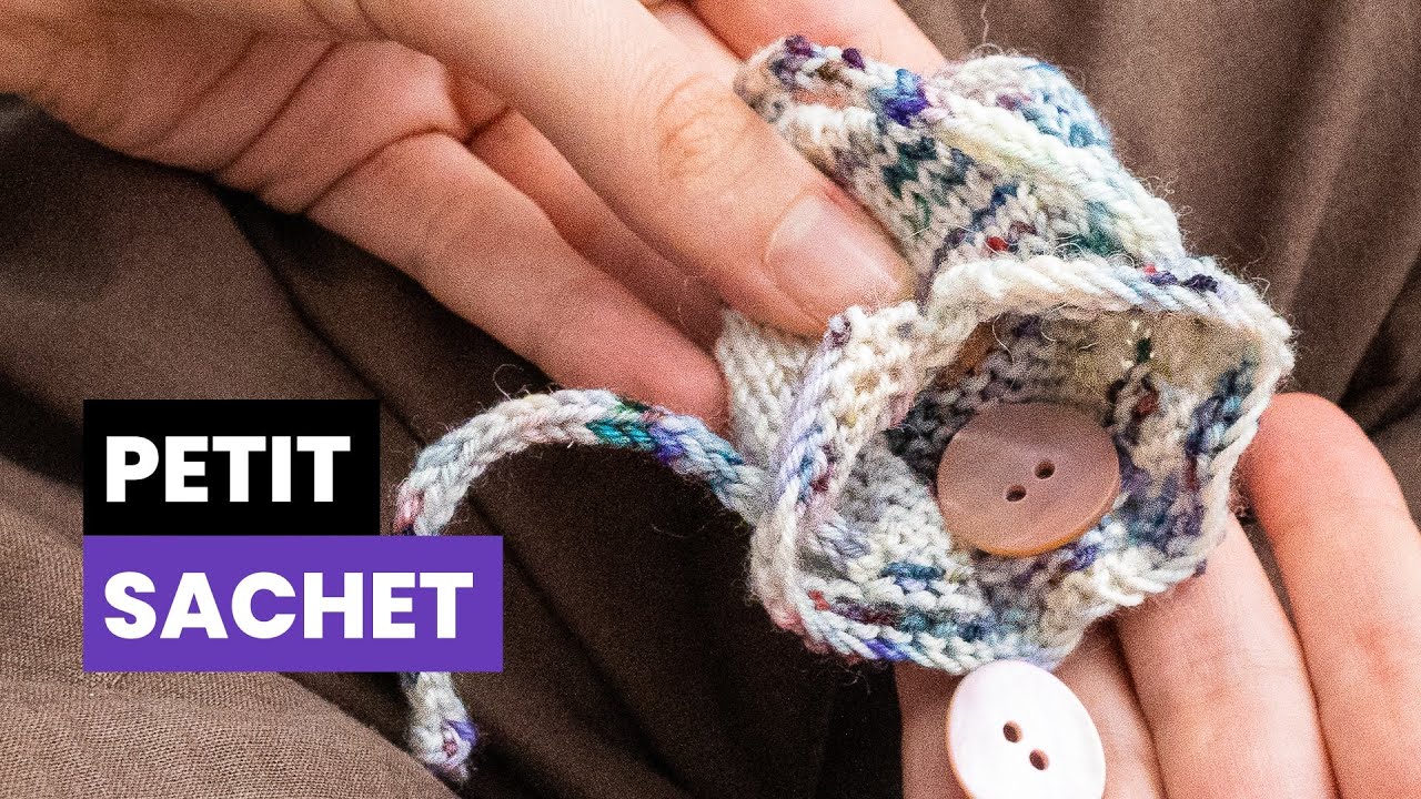 Petit sachet au tricot - Que faire avec des restes de laine ?