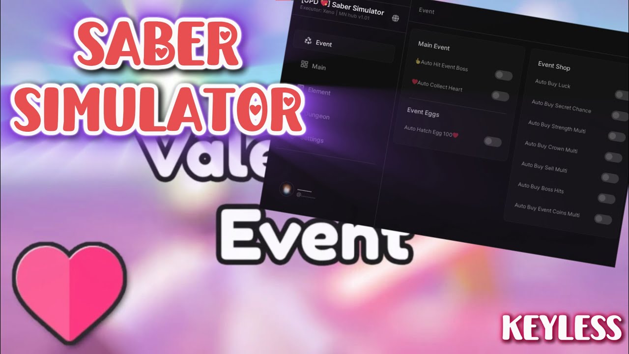 [UPD 💖] Saber Simulator BEST Free KEYLESS Script Valentines Update/Event