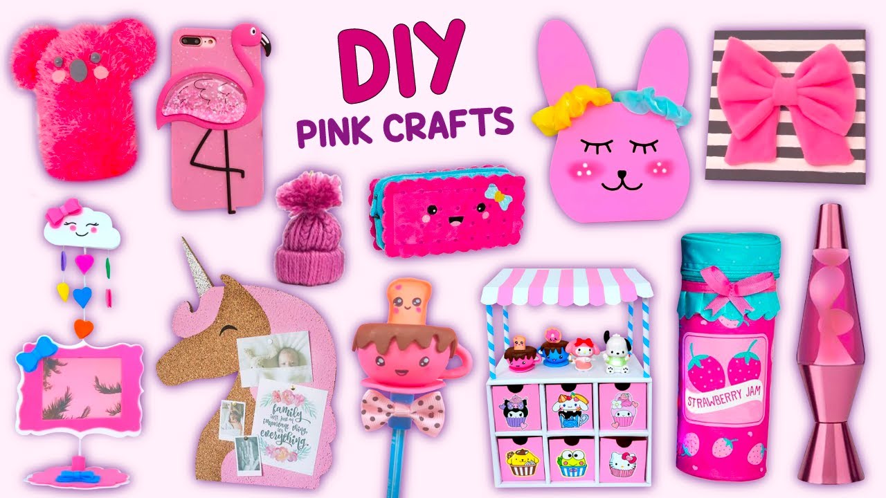 12 DIY PINK CRAFTS - Keychain Ideas - Decoration - Unicorn Craft and more...