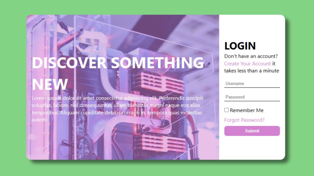 How To Create A RESPONSIVE HTML LOGIN FORM with HTML and CSS