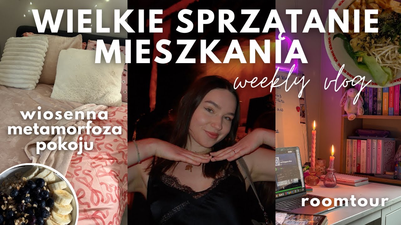 METAMORFOZA POKOJU NA STUDIACH 🧹✨🎀 *roomtour* | weekly vlog 🍒