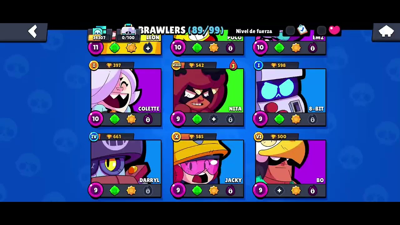 Todo lo que tiene mí cuenta de brawl Stars
