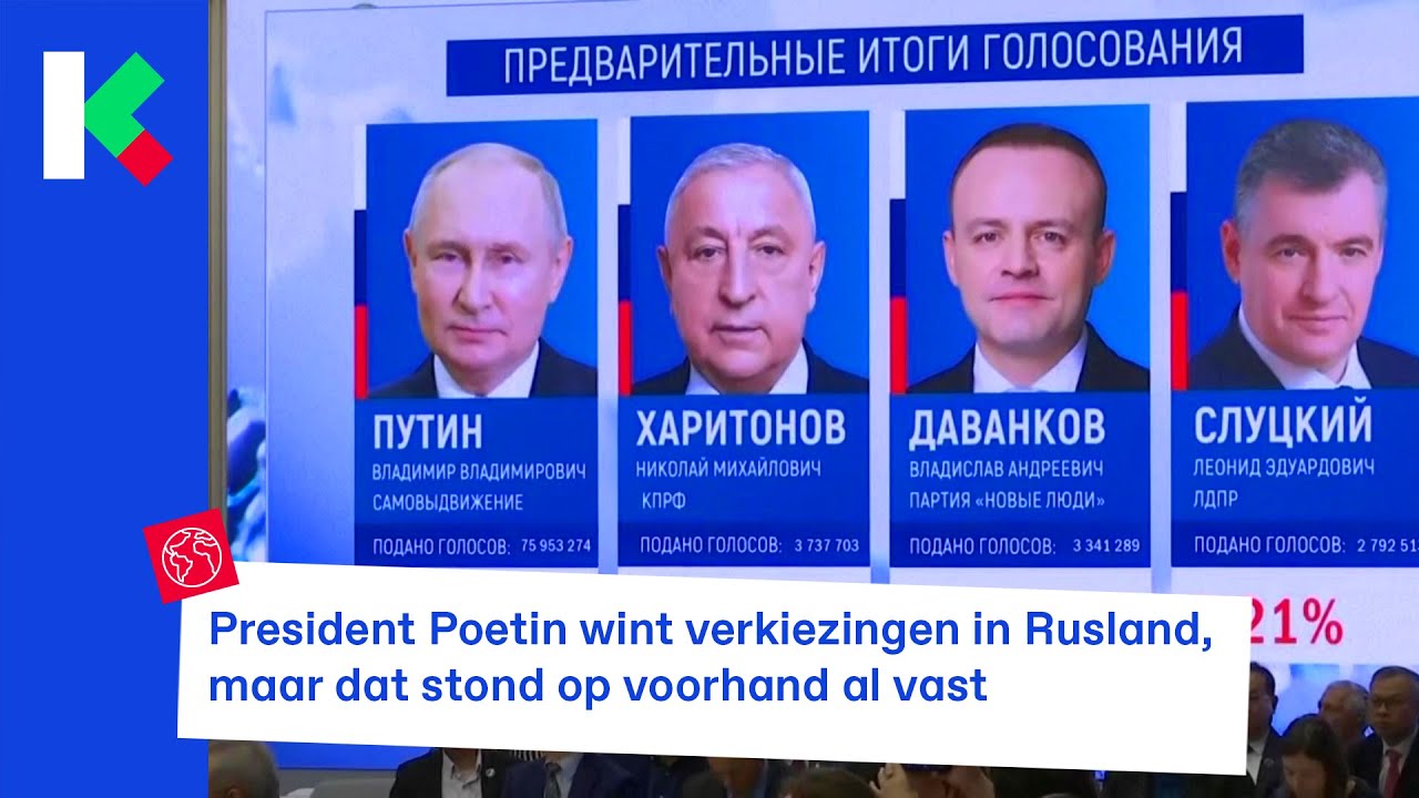 Poetin wint verkiezingen en blijft president van Rusland
