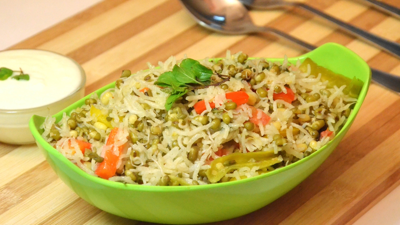 Sprouts Pulao l Protein Rich Pulao l Sattvic recipes