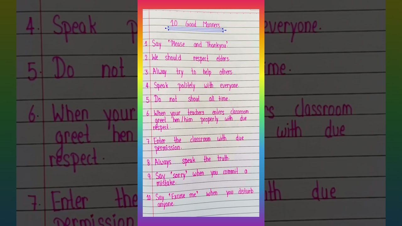 10 good manners in English #trending #english #goodmanners #shorts
