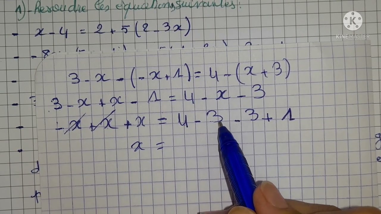 تمارين شاملة ومراجعة  les équations  1ère année collège المعادلات