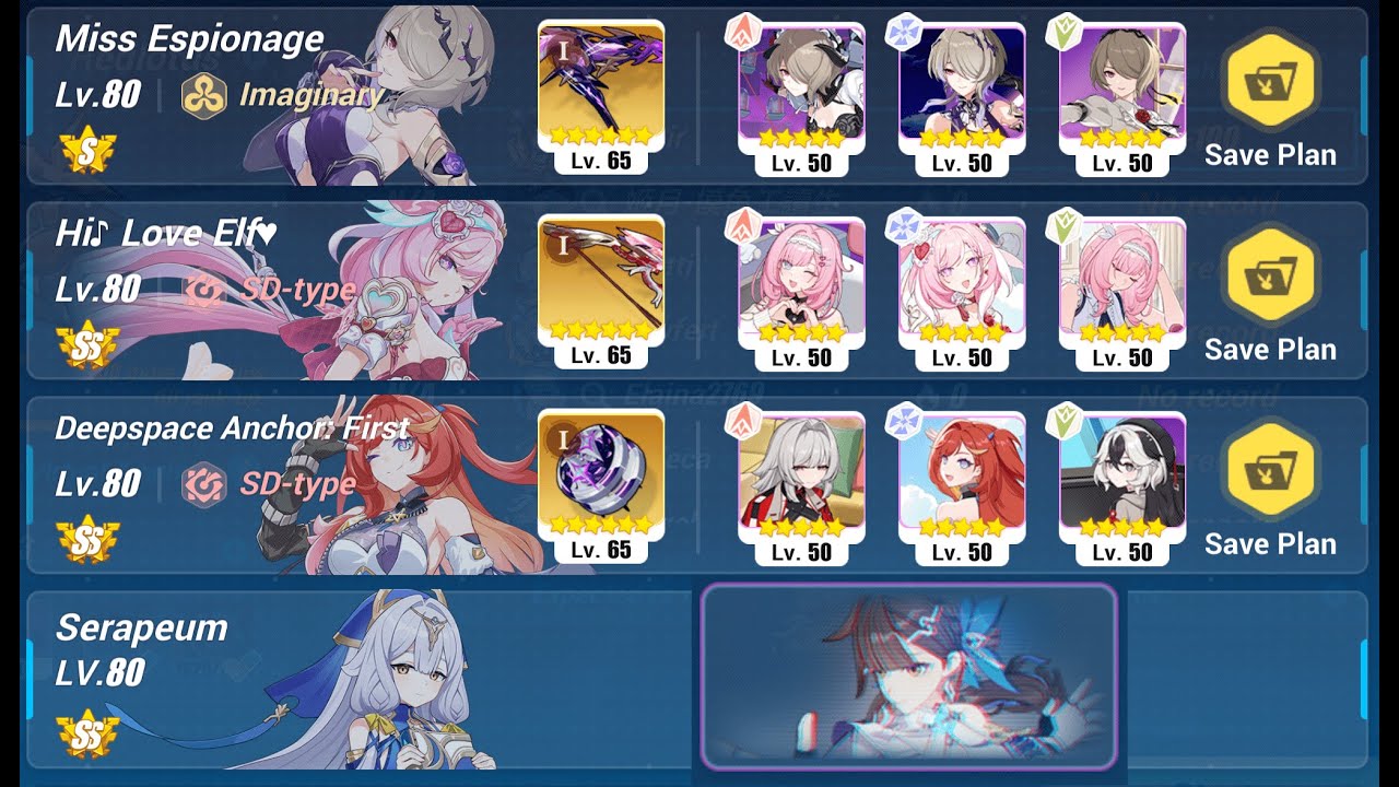 HI3 8.6 BETA Abyss | New Valkyrie - Miss Espionage (S0+1), SS Serapeum on new Shadow Li Sushang