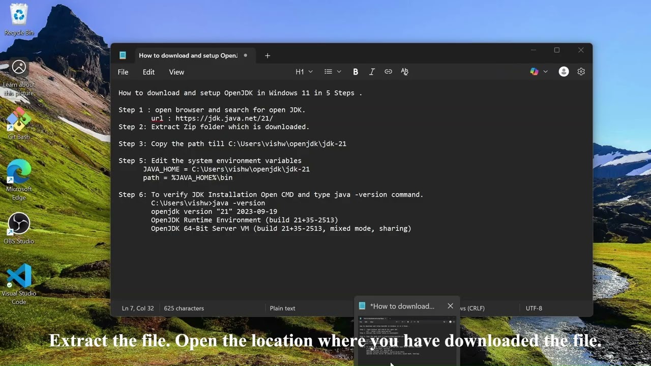 How to download and setup OpenJDK in Windows 11 in 5 Steps. #tools #jdk #openjdk