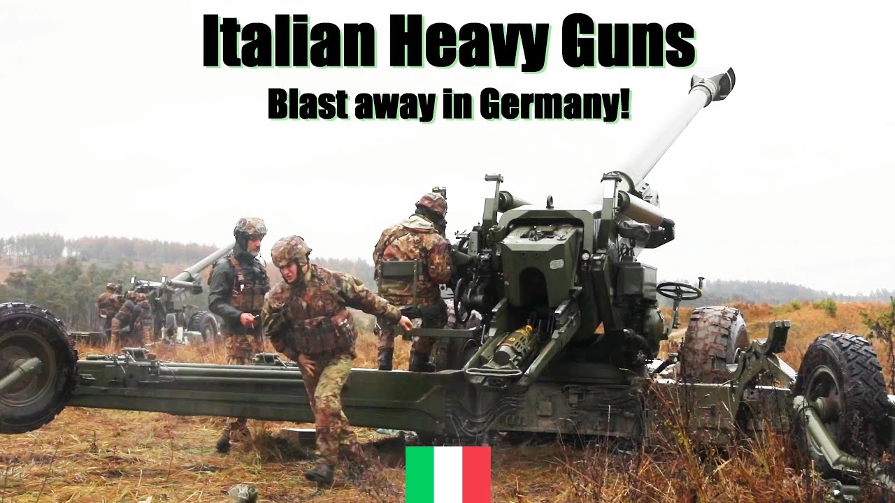 Italian Army Soldiers fire their heavy 155mm howitzers in Germany