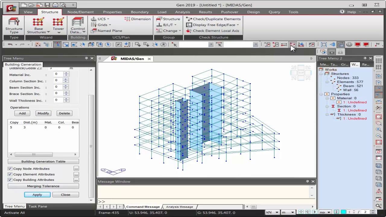 Modeling to Drawings of Reinforced Concrete Buildings with midas Gen