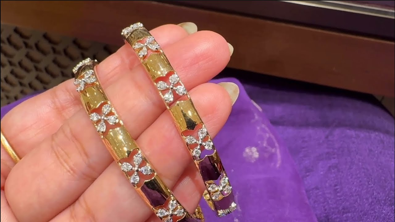 Tanishq New Single Diamond Bangles with Price/22k Diamond Bangle/Real Diamond Jewellery/Deeya