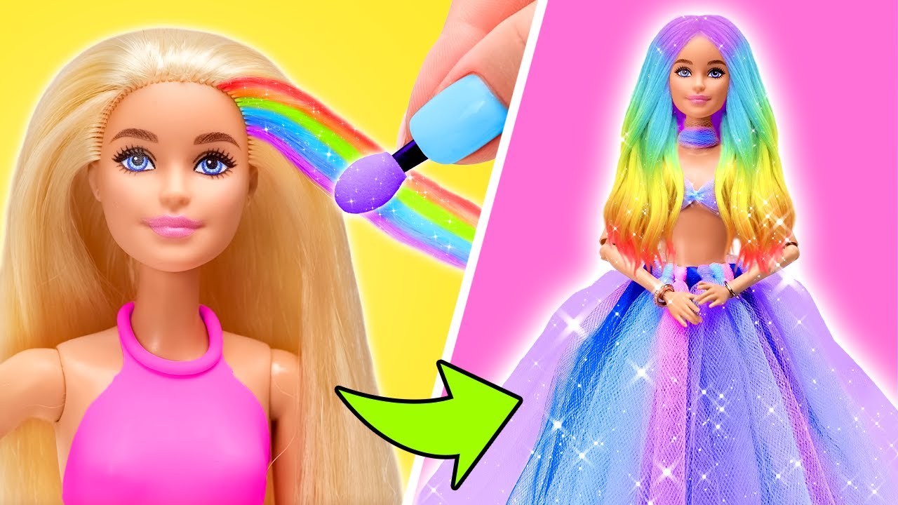 Cambio de Imagen Glam de Barbie 🌈✨🤩 Manualidades de Mu&ntilde;eca DIY