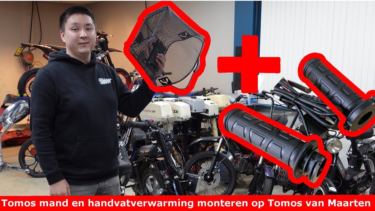 Handvatverwarming en mandje op Tomos van Maarten monteren