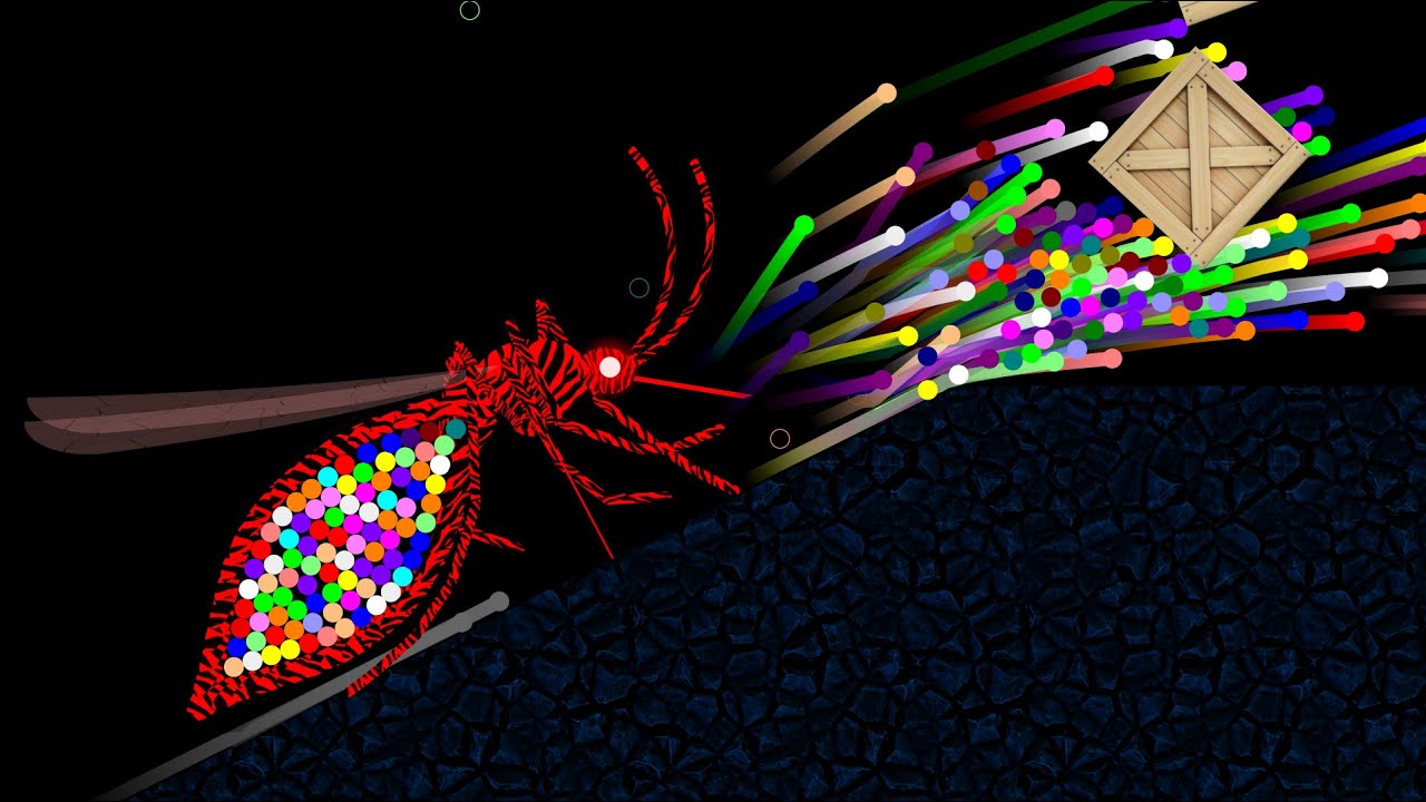 Escape from the Mosquito with 3 Modes - Survival Marble Race in Algodoo