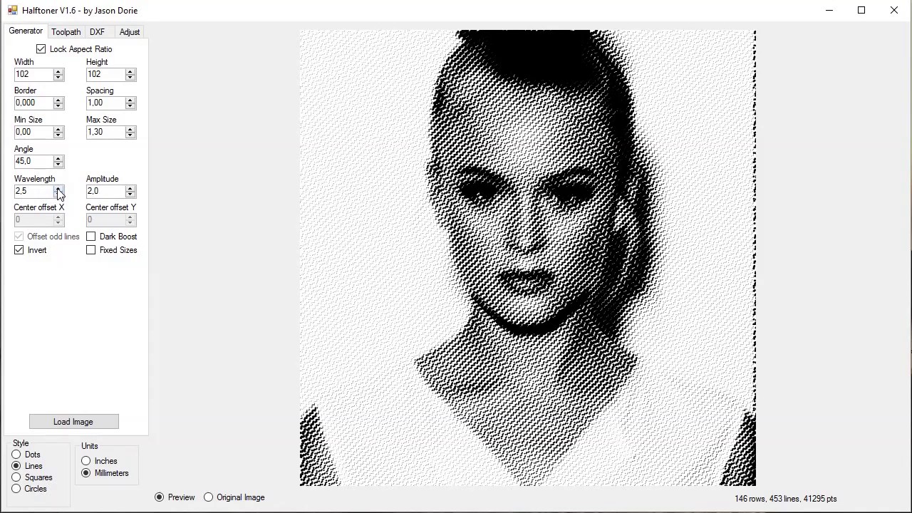 Crear codigo g con Halftone