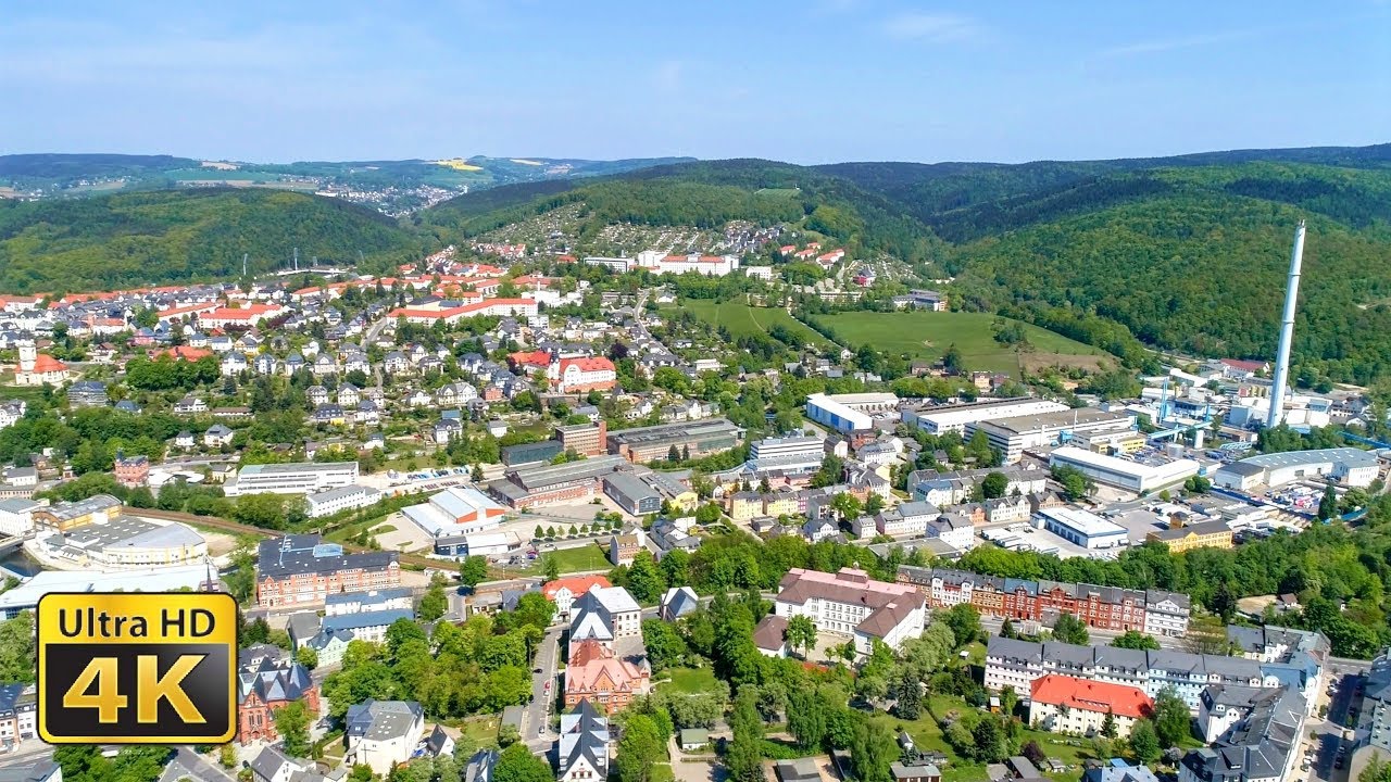 Erzgebirge Aue und Umgebung aus 250 Meter Höhe | 4K Drohnenaufnahmen