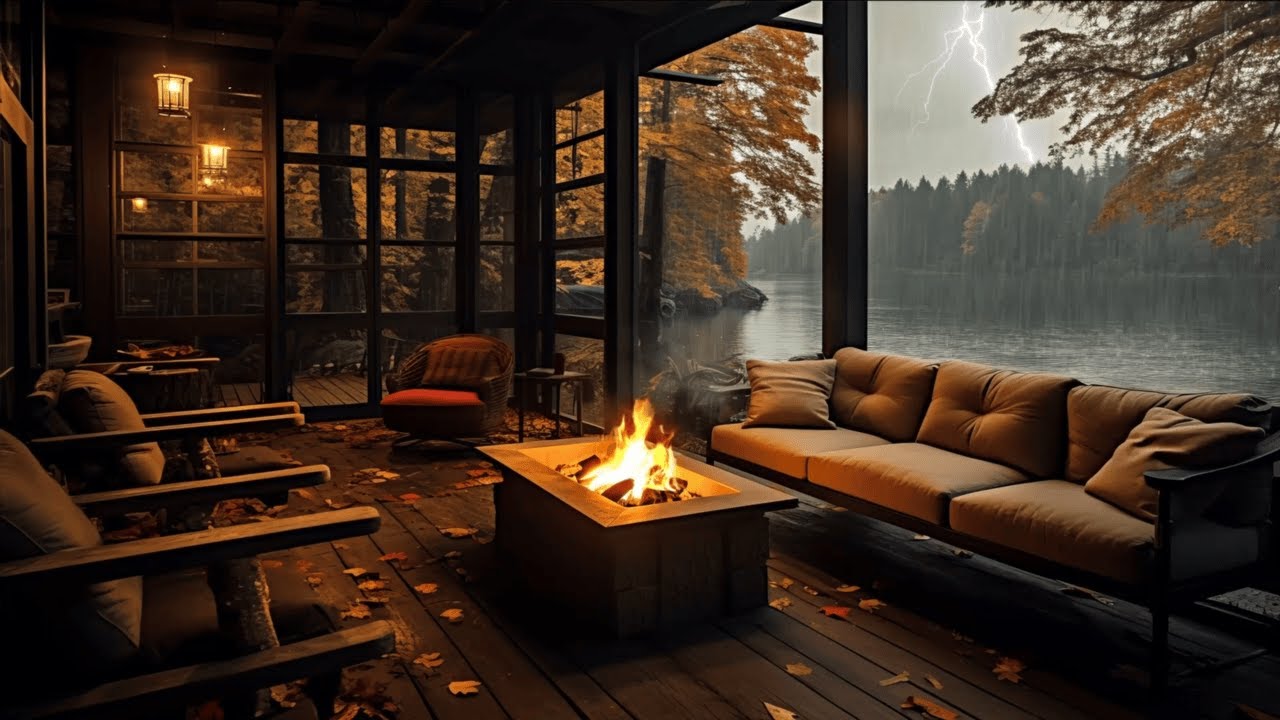 Rain on the Lake Cabin 🌧️ | Window Rain & Soft Thunder for Deep Sleep | No Ads