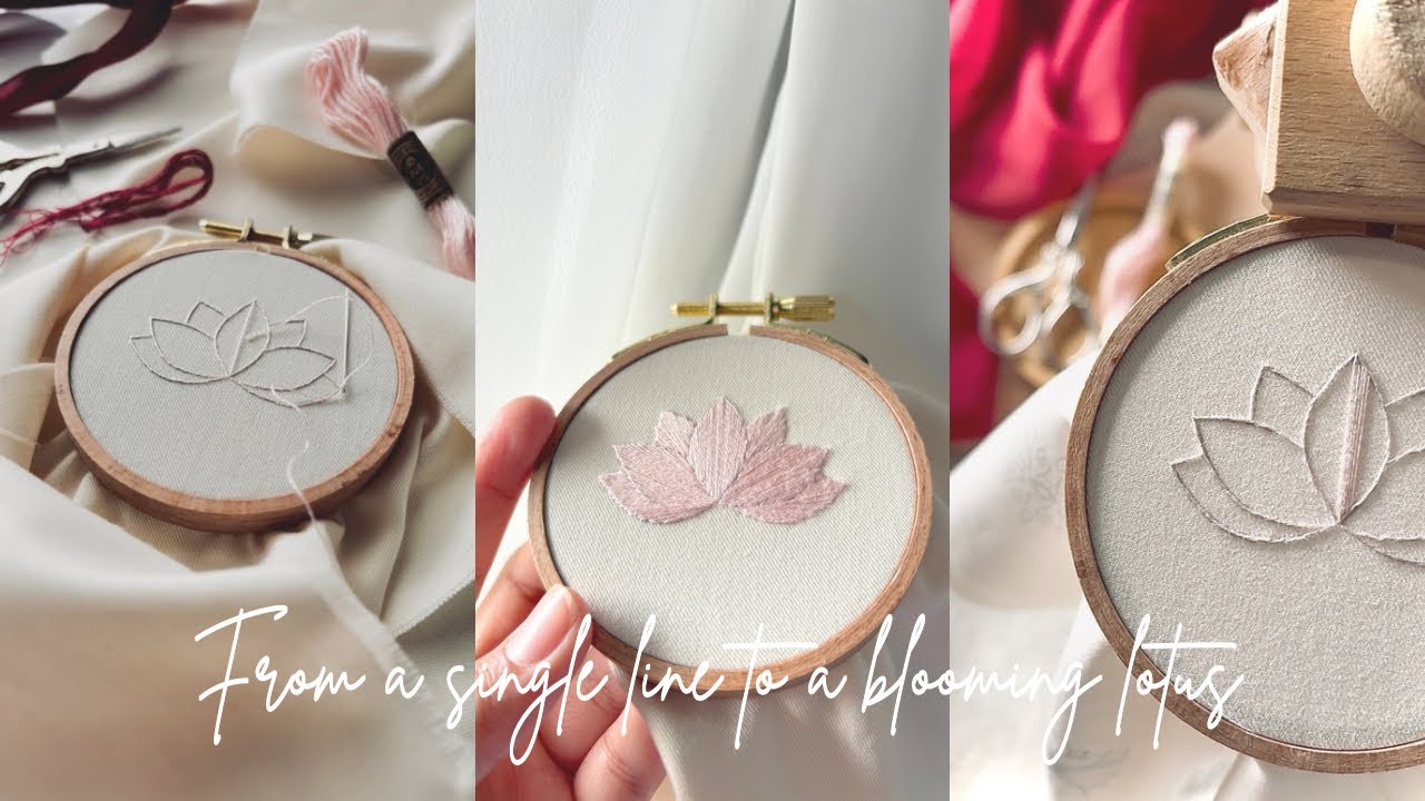 Stitching while it rains | A lotus, stitched slowly.