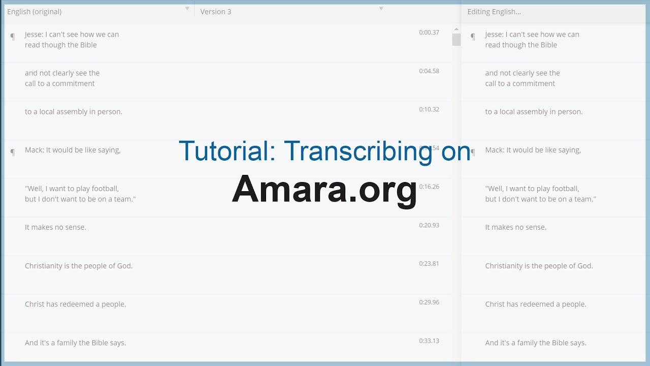 Tutorial: Transcribing on Amara.org
