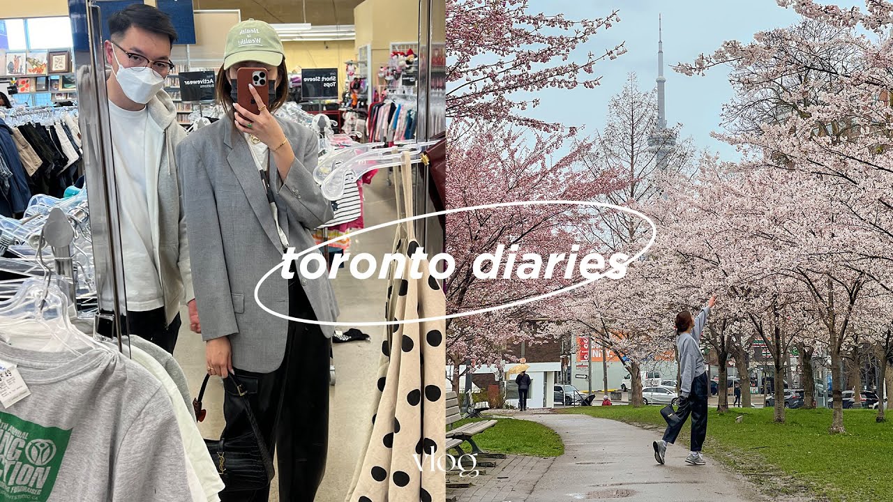 toronto diaries | thrifting outfits for Paris, cherry blossoms, found an old film camera