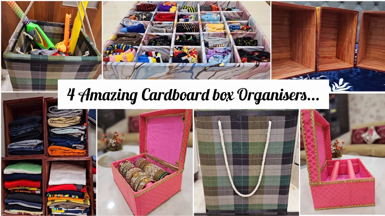#4 types of Organizers from waste Cardboard boxes #Diy Organizers for home and cupboard
