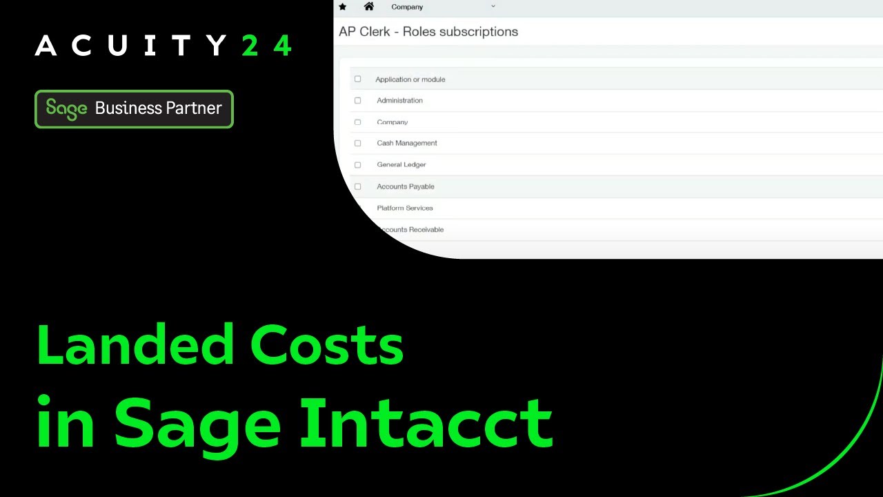 Landed Costs in Sage Intacct