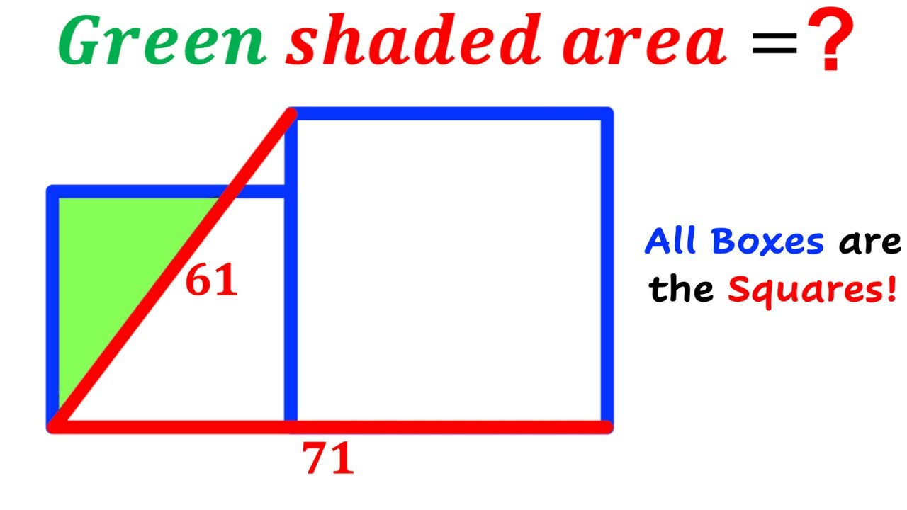 Can you find area of the Green shaded triangle? | (Squares) | #math #maths | #geometry
