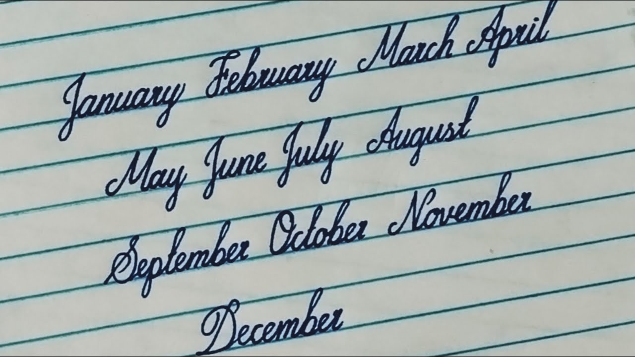 Cursive writing practice| Month names in cursive writing | Beautiful cursive writing