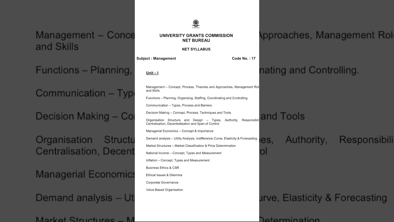 Syllabus of management ugc net paper 2 #ugcnet #management #jrf #paper2 #syllabus #nta #ugcnetexam