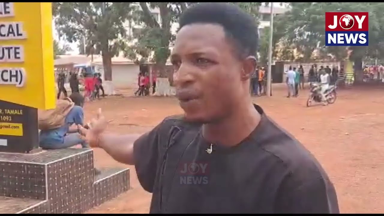 Police fire warning shots as Tamale Technical University students protest fee hikes.