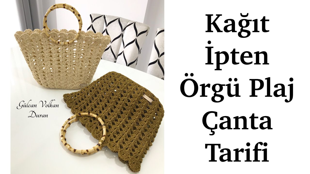 Kağıt İpten Tığ İşi Örgü Plaj Çanta Yapımı
