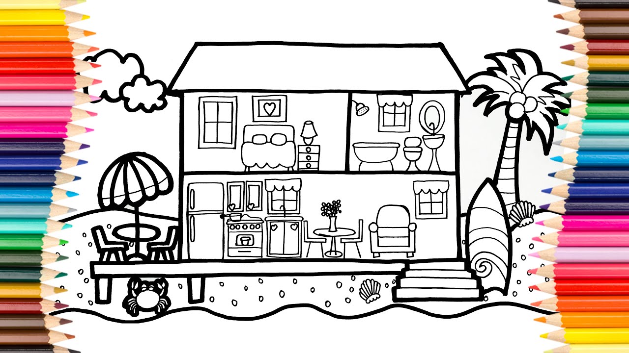 Set Of Houses. How to Draw a House Easy.