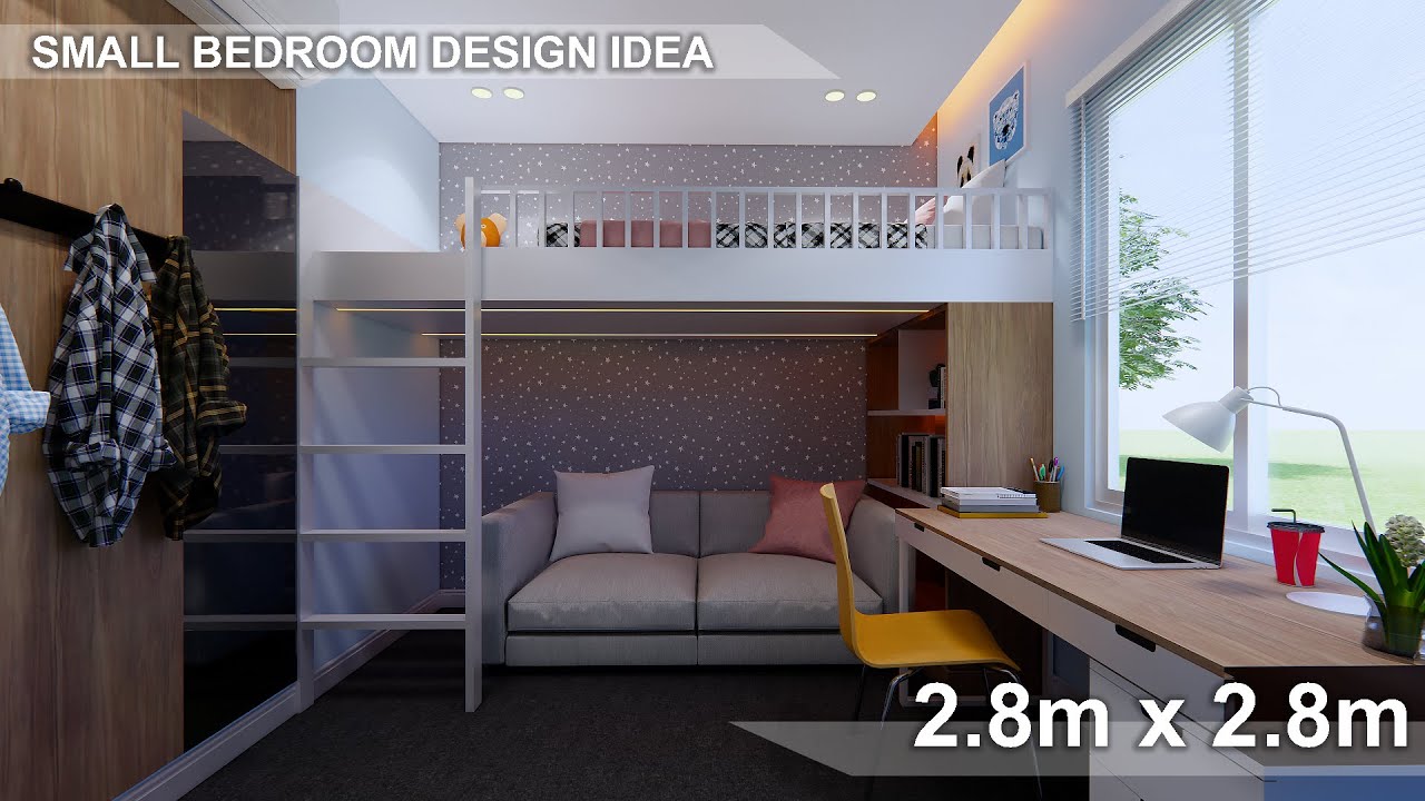 Small bedroom Design | 2.8m x 2.8m | Loft Bed Design idea