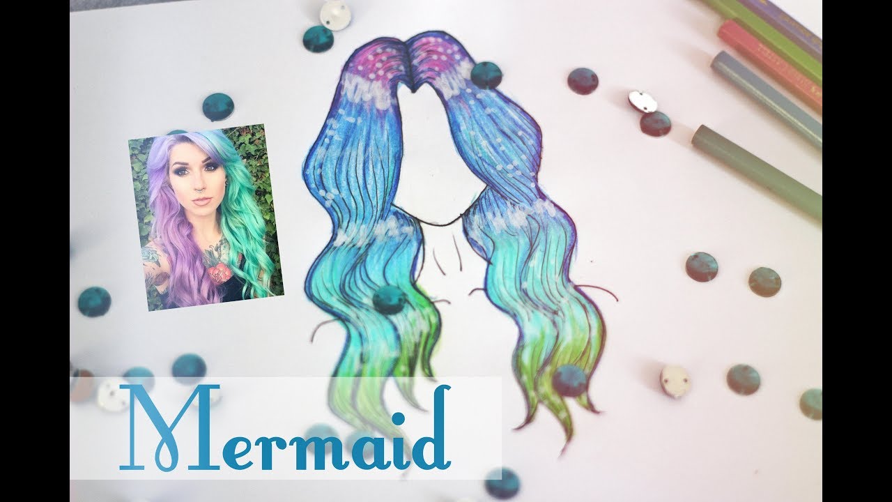 SOMENTE LÁPIS DE COR! CABELO DE SEREIA - TUTORIAL