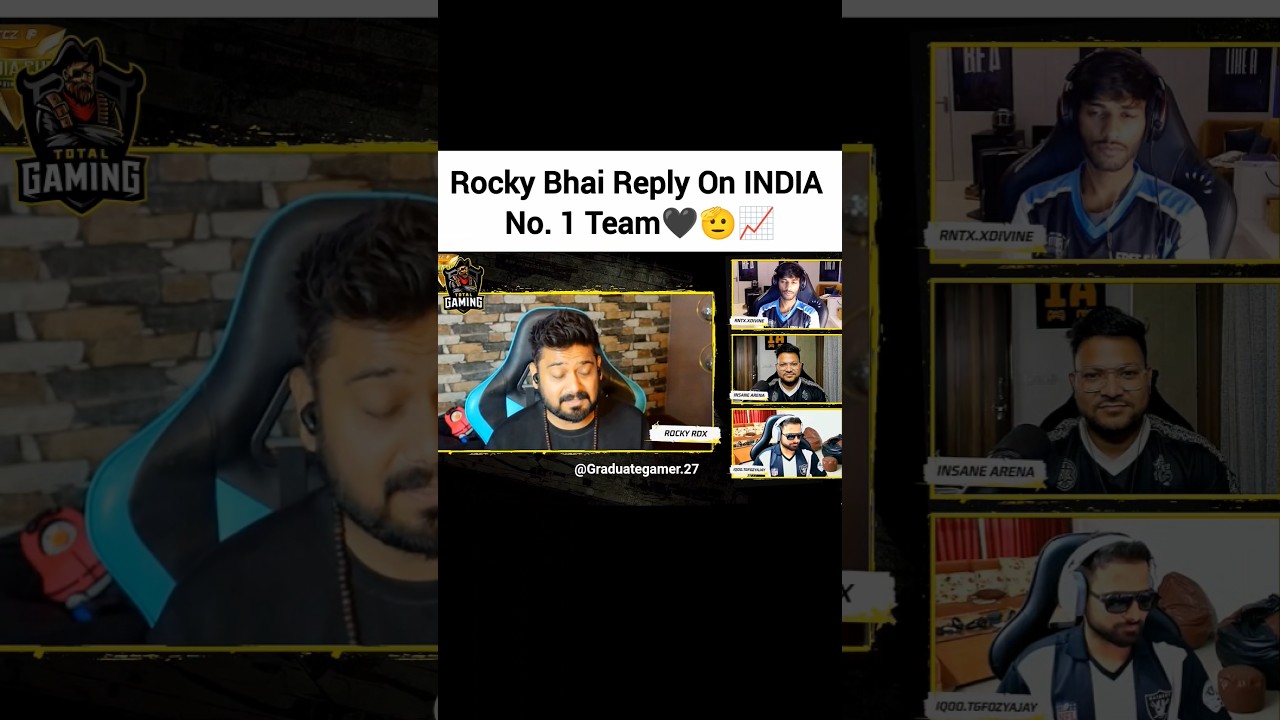 Rocky Bhai Reply On INDIA No.1 Team🫡🖤📈#freefire#rocky #tgesports #fozyajay#ffmic #totalgaming#iqootg