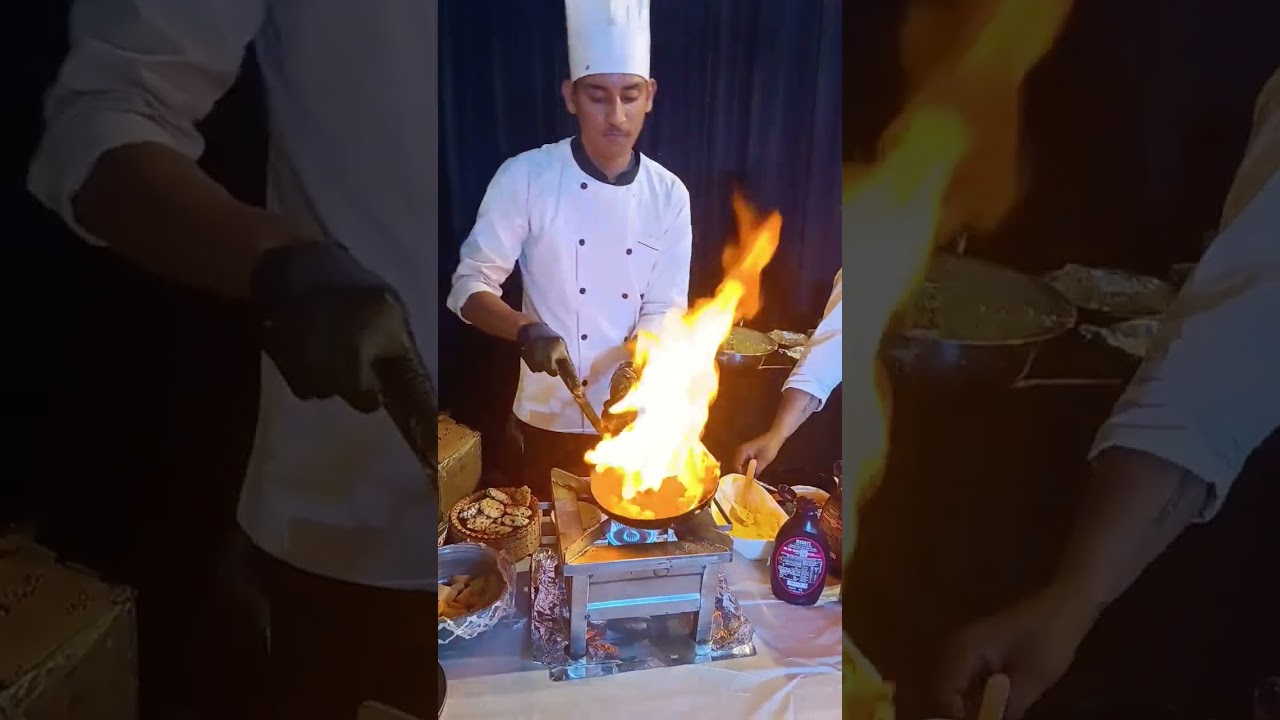 fruit flambe 🔥🧑🏻&zwj;🚒( Spanish desert ) #culinary #chef #cooking #learning #fire