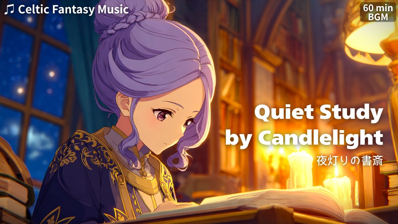 【ケルト×ファンタジー音楽】夜灯りの書斎│作業用・集中用BGM (60分)