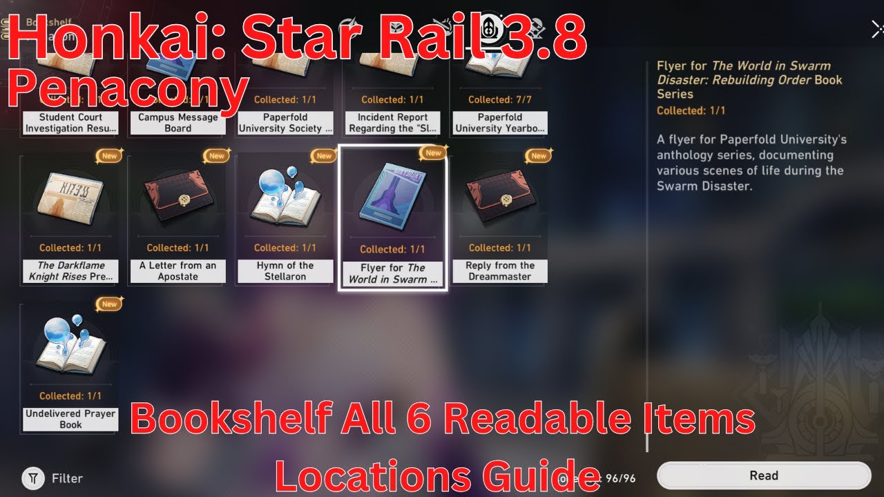 Penacony Bookshelf All 6 Readable Items Locations Guide【Honkai: Star Rail 3.8】