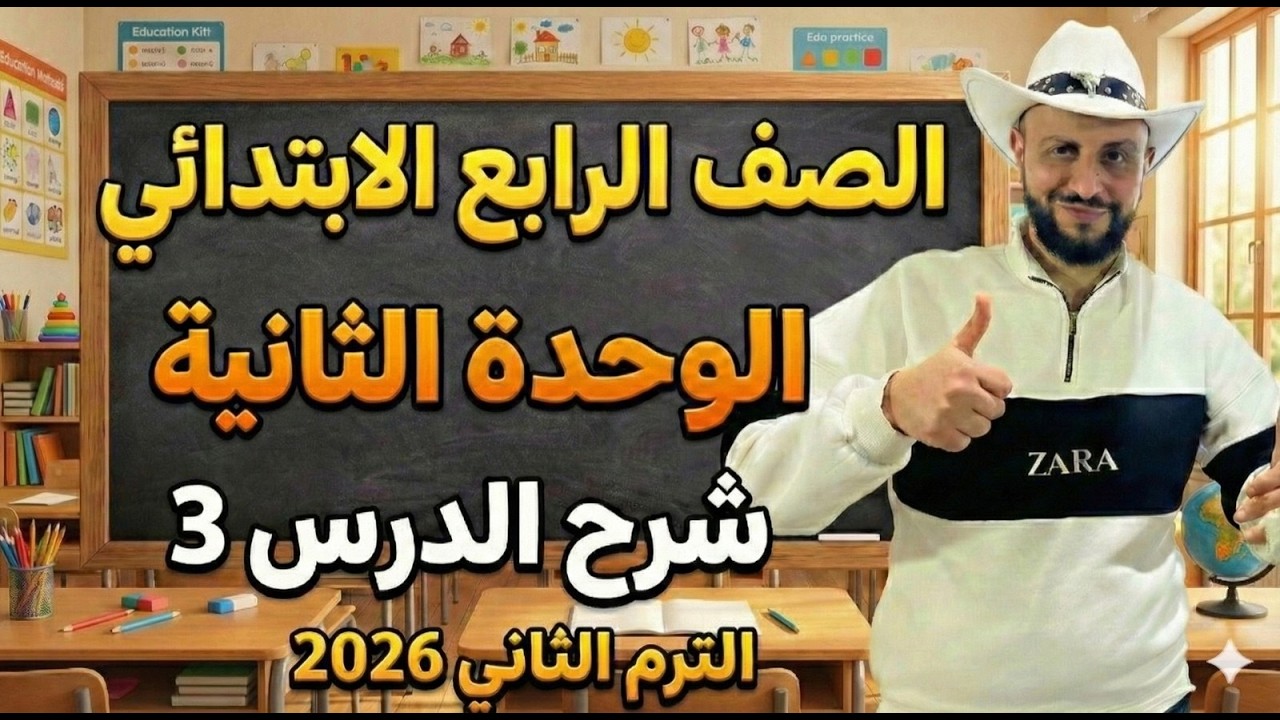 شرح منهج انجليزي الصف الرابع الإبتدائي | الوحدة الثانية الدرس 3 – الترم الثاني 2026 online Group B