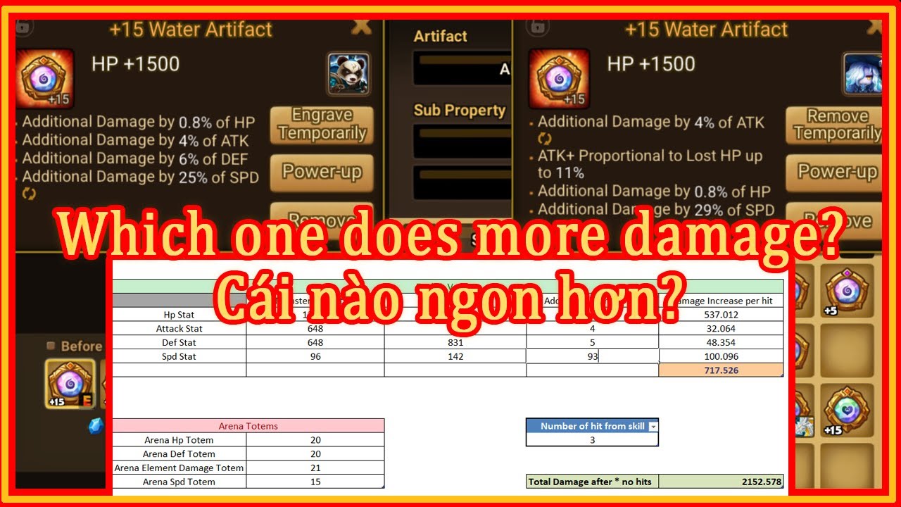 🔴 [ENG/VIET] EXCEL COMPARE DAMAGE BETWEEN ARTIFACTS | BẢNG SO SÁNH DAM GIỮA 2 ARTIFACTS TRÊN 1 PET