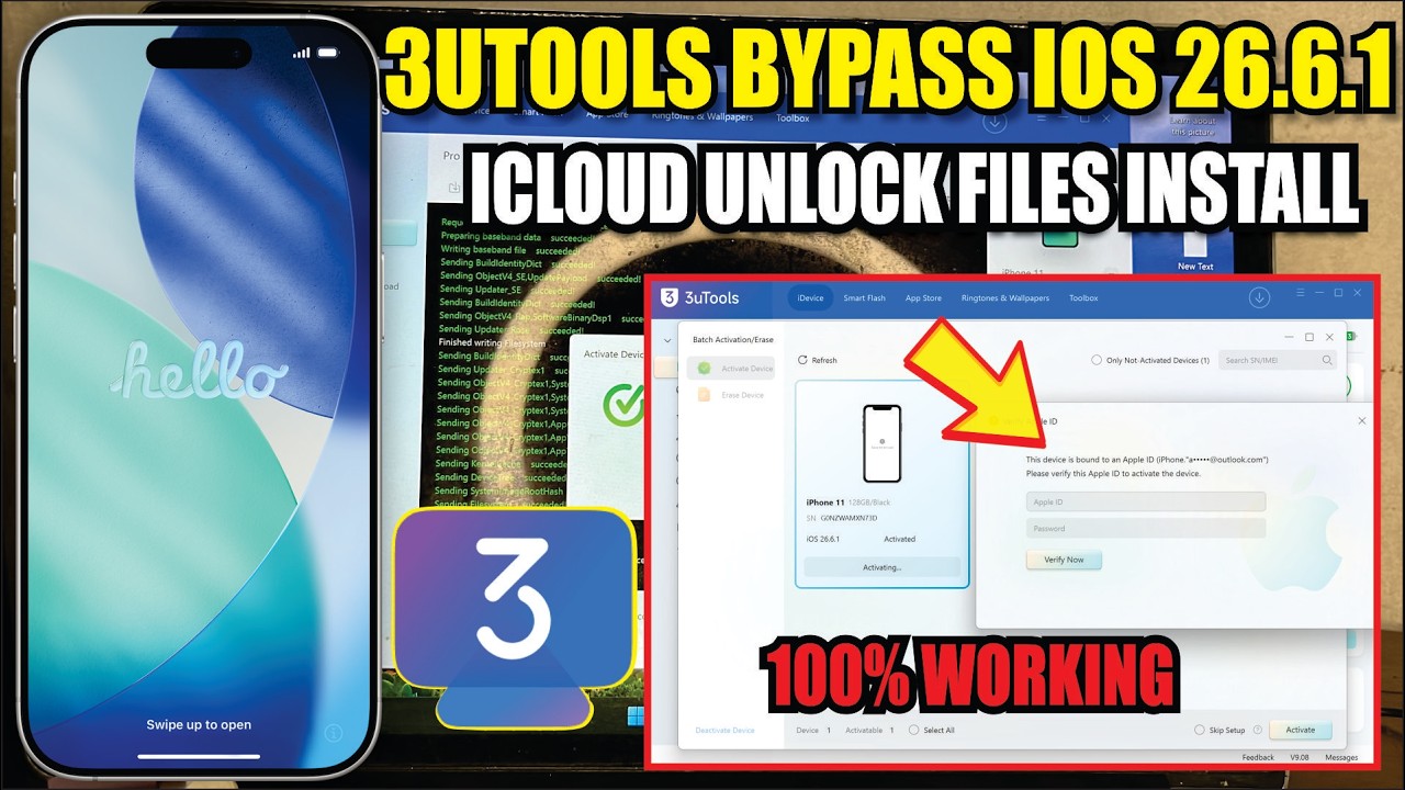 iPhone iCloud BYPASS On 3Utools Free iOS 26.6.1