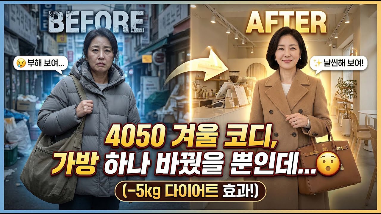겨울 코트, '이 가방' 들면 -5kg 날씬해 보입니다! (40대 50대 여성 품격 있는 가방 코디법) (🎧듣는 블로그)