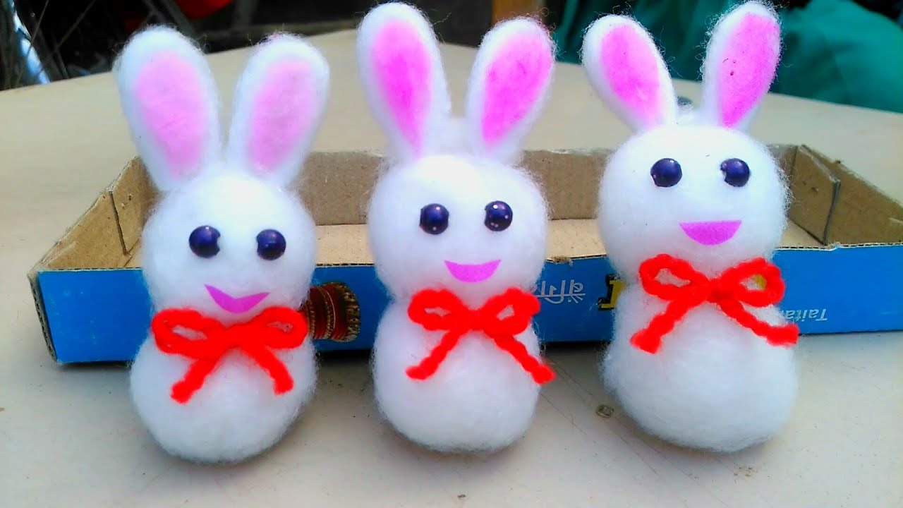 Little rabbit from cotton. Gk craft