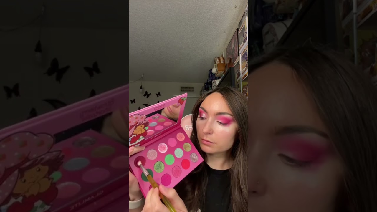 Strawberry shortcake glamlite palette🍓✨ #shorts #glamlite #makeuptutorial #makeup #eyemakeup